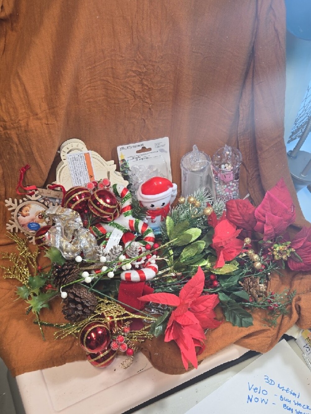 ☀️Large Crafting Boxed Christmas Decor Assortment with Red Poinsettia Accents - Picture 3 of 3